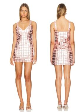 Lovers and Friends Gilles Sequin Mini Dress Light Pink NEW with tags